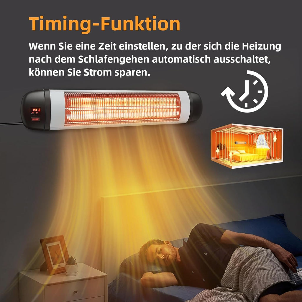Homefire Heizstrahler Terrasse Infrarotheizung - 2500W Infrarot Strahler Outdoor mit Fernbedienung Elektrisch Wärmestrahler Wandmontage 3 Heizstufen Terrassenstrahler Aussen für Bad Balkon Garten
