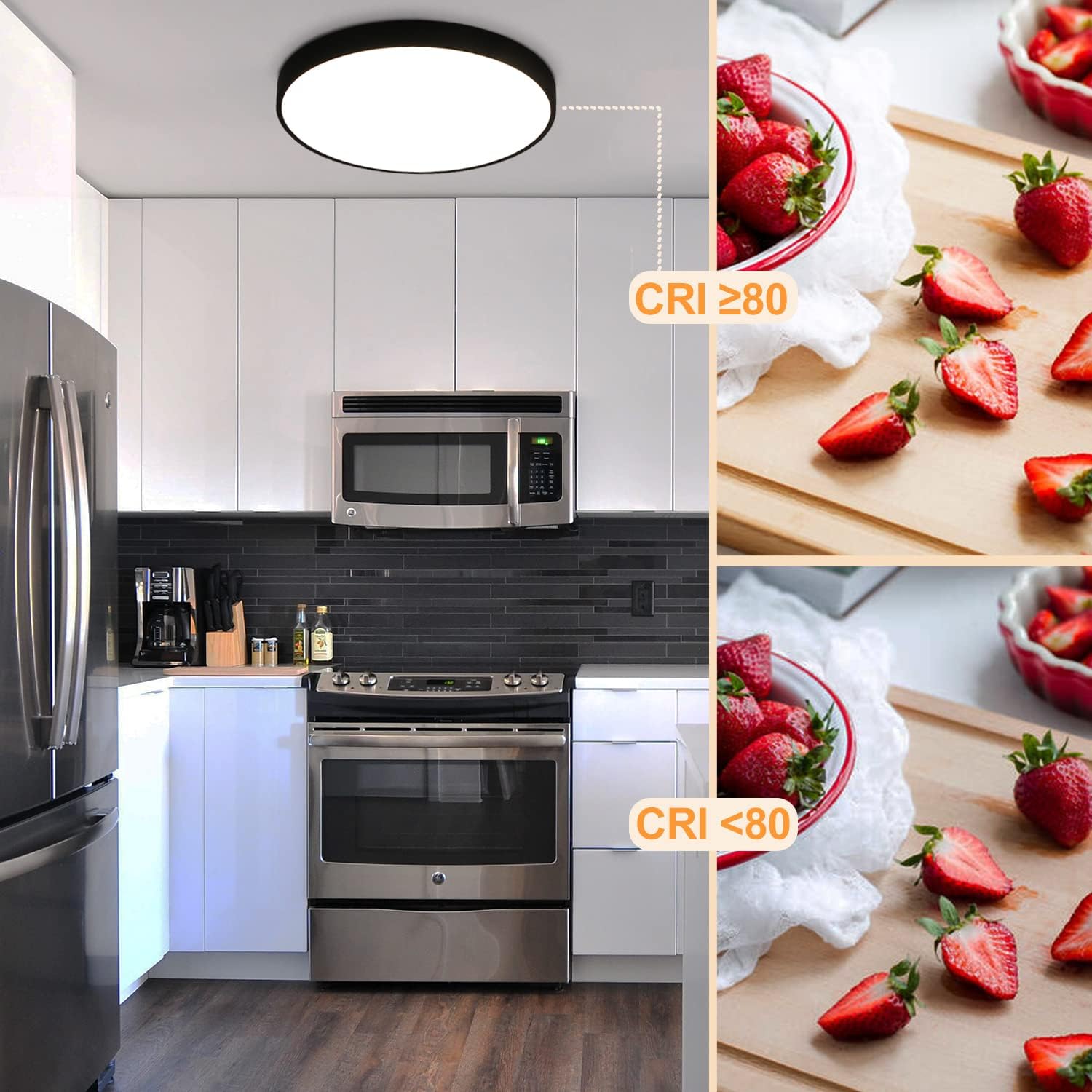 Homefire Led Deckenleuchte Flach Deckenlampe - Schlafzimmerlampe IP44 küchenlampe 4000K Badezimmer Rund 27cm 17W Schwarzer Wohnzimmerlampe für Küche Flur Kinderzimmer Balkon Büro [Energieklasse F]