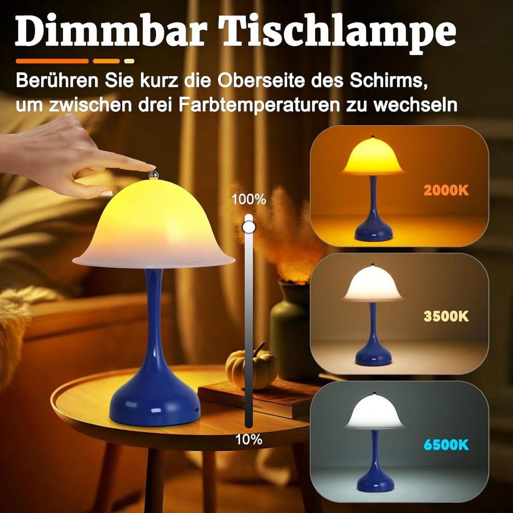 Tischlampe Kabello Nachttischlampe LED - Akku Tischleuchte USB Aufladbar Tischlampen 2000K-6500K Dimmbar Touch Nachttischlampen Modern Design Tischleuchten für Arbeitszimmer Schlafzimmer - Homefire