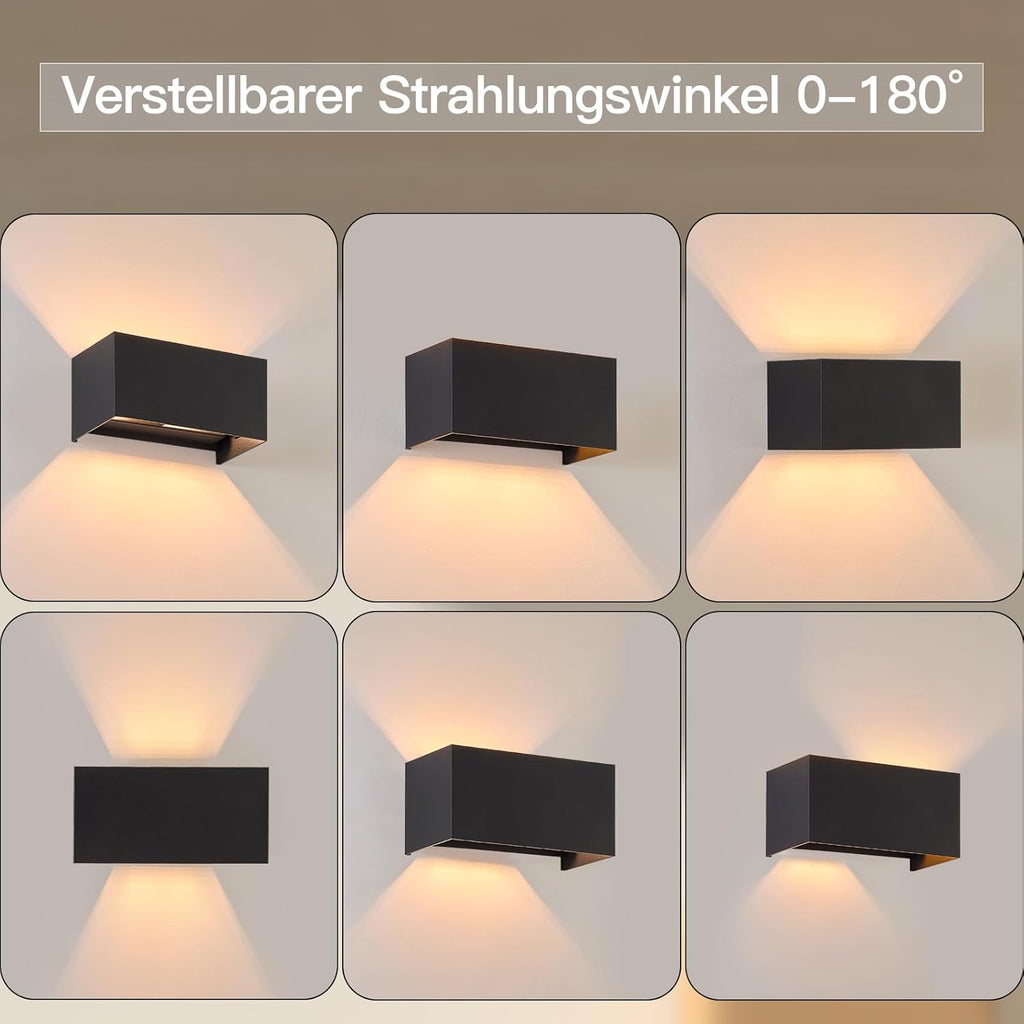 Homefire LED Wandleuchte Innen Wandlampe - 4ER Außenwandleuchten Schwarz Wandbeleuchtung Aussen Aussenlampe Up Down IP65 Ausenbeleutung 3000K Warmweiß Außenleuchte G9 für Hauswand Treppenhaus Flur