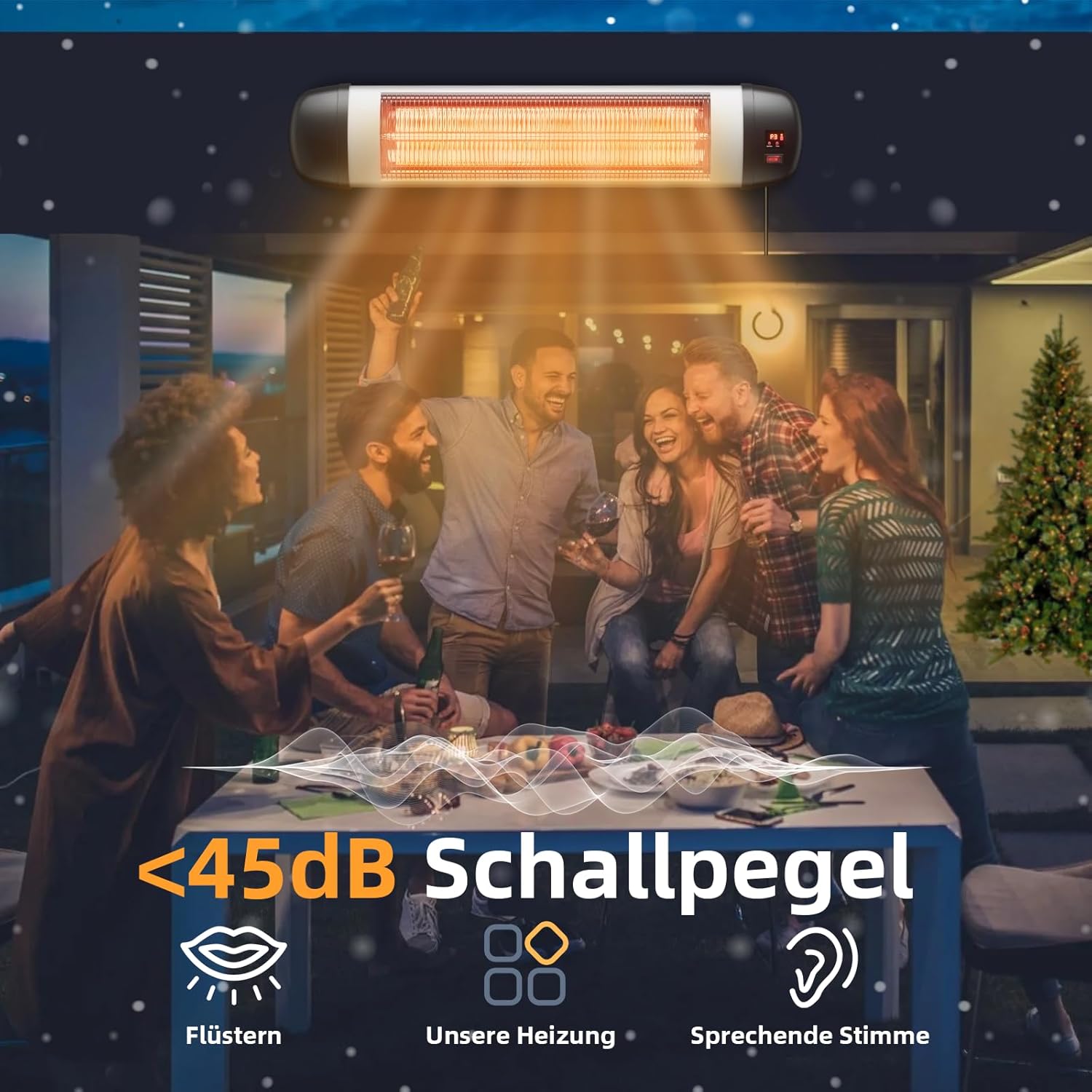 Homefire Heizstrahler Terrasse Infrarotheizung - 2500W Infrarot Strahler Outdoor mit Fernbedienung Elektrisch Wärmestrahler Wandmontage 3 Heizstufen Terrassenstrahler Aussen für Bad Balkon Garten