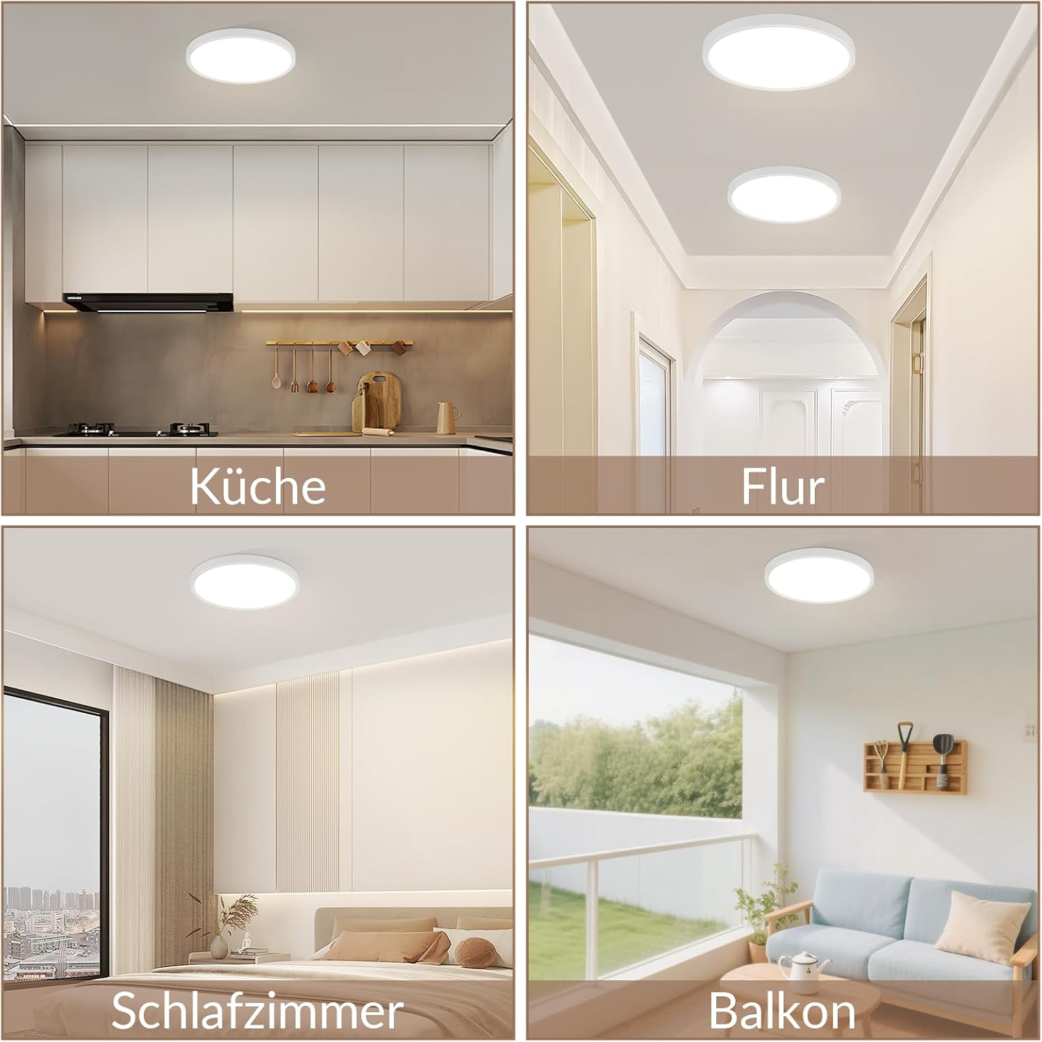 Homefire Deckenlampe LED Deckenleuchte Flach - 23CM Weiß Schlafzimmer Deckenbeleuchtung 18W Rund Flurlampe 4000K Neutralweiß Modern Küchenlampe IP44 Wasserfest Badezimmer Lampe für Bad Küche Flur