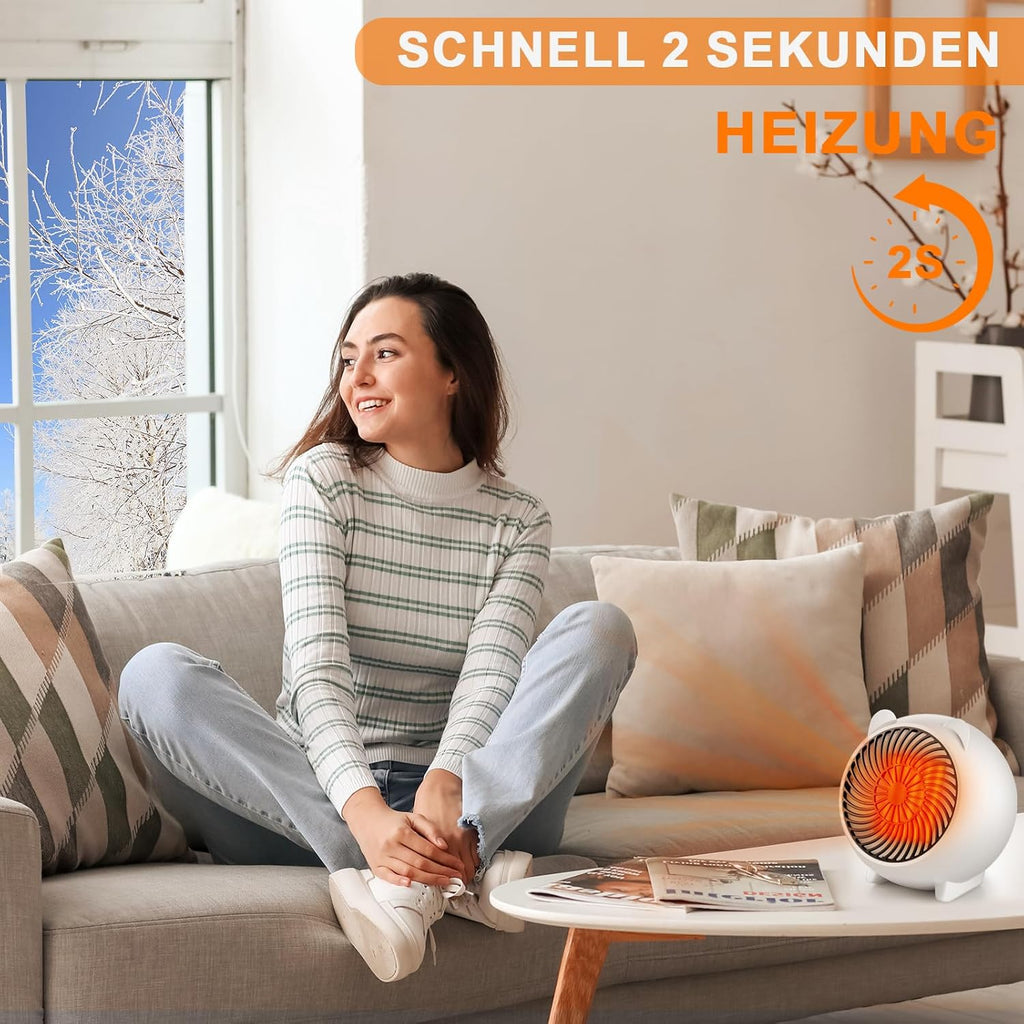 Homefire Heizlüfter energiesparend heizgeräte elektrisch - Heizung leise PTC Keramik heizstrahler innenraum 500W Oszillation Räume Heizofen Elektroheizer Überhitzungsschutz
