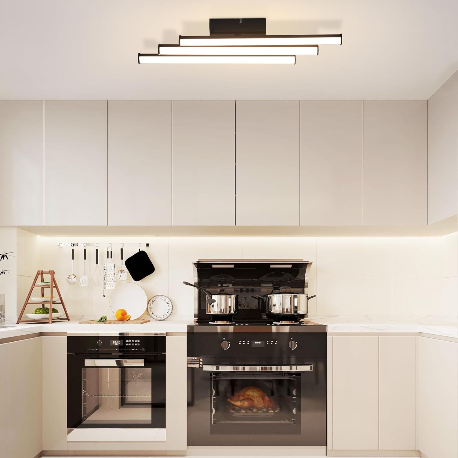 Homefire Deckenlampe LED Deckenleuchte Schlafzimmer - 18W Flurlampe Küchenlampe 3000K Warmweiß Modern Deckenlampen Schwarz Schlafzimmerlampe für Küche Schlafzimmer Treppenhaus Wohnzimmer Büro