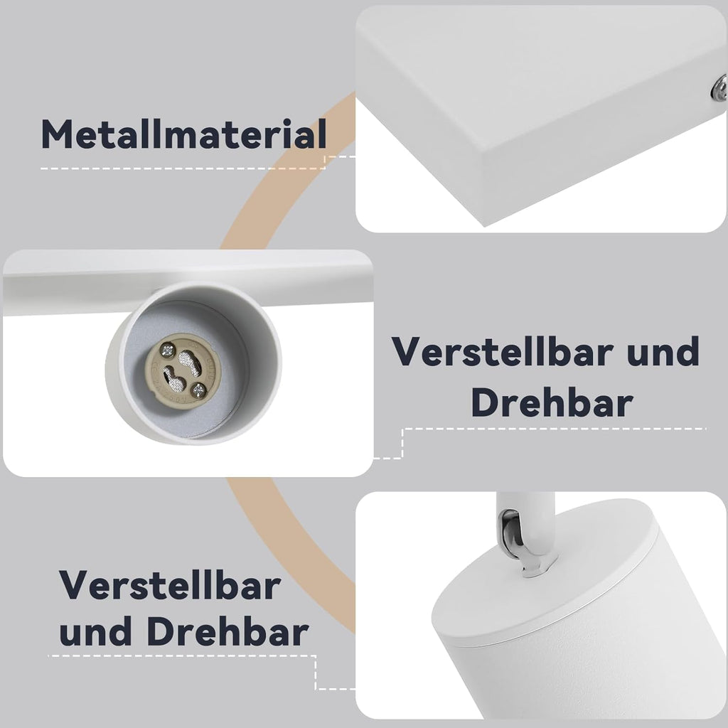 Homefire LED Deckenlampe 2 Flammig Deckenstrahler - 350° Schwenkbar Strahler GU10 Deckenleuchte Weiß flurlampe Spots Innen Deckenspot für Wohnzimmer Küche Schlafzimmer Ohne Leuchtmittel