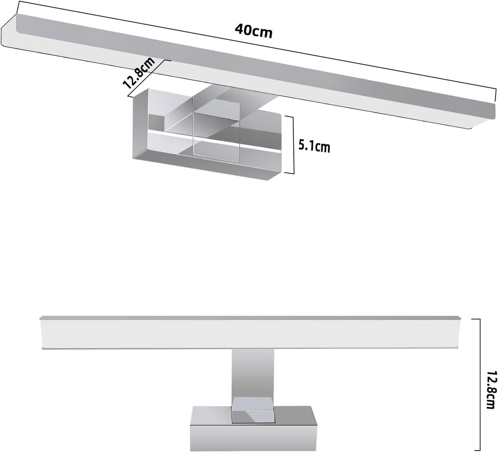 Homefire LED Spiegelleuchte Bad Spiegellampe - Badleuchte Wand 40CM Wandlampe Badezimmer 8W Wasserdicht IP44 Wandleuchte Chrom Modern Neutralweiß 4000K Badlampe Wandmontage für Keller Küche Badschrank