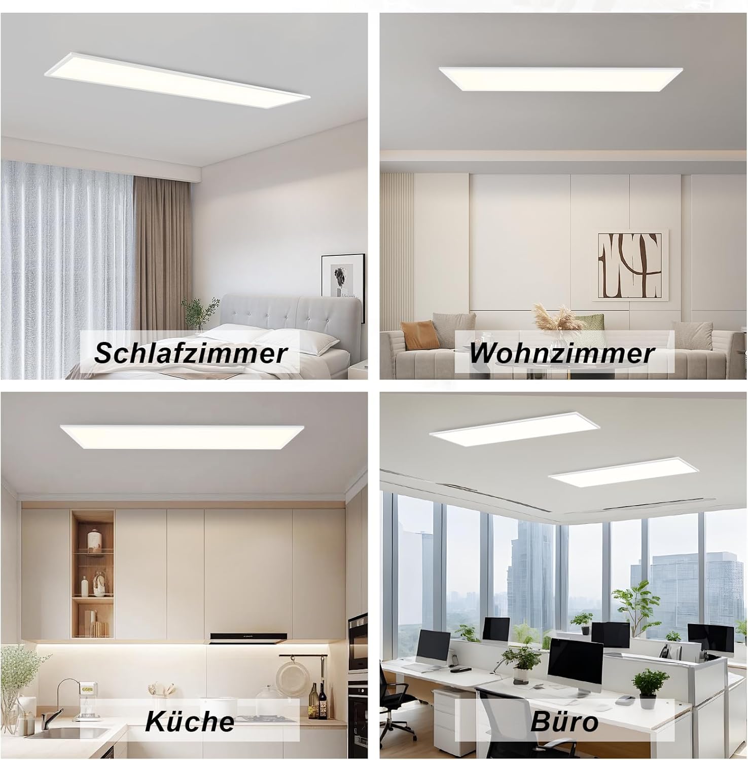 Homefire Deckenleuchte LED Panel 120x30CM Deckenlampe Flach Dimmbar mit Fernbedienung 48W Deckenpanel Lang Modern Küchenlampe Rechteckig Weiß Bürolampe Tageslichtlampe Deck für Küche Wohnzimmer Büro