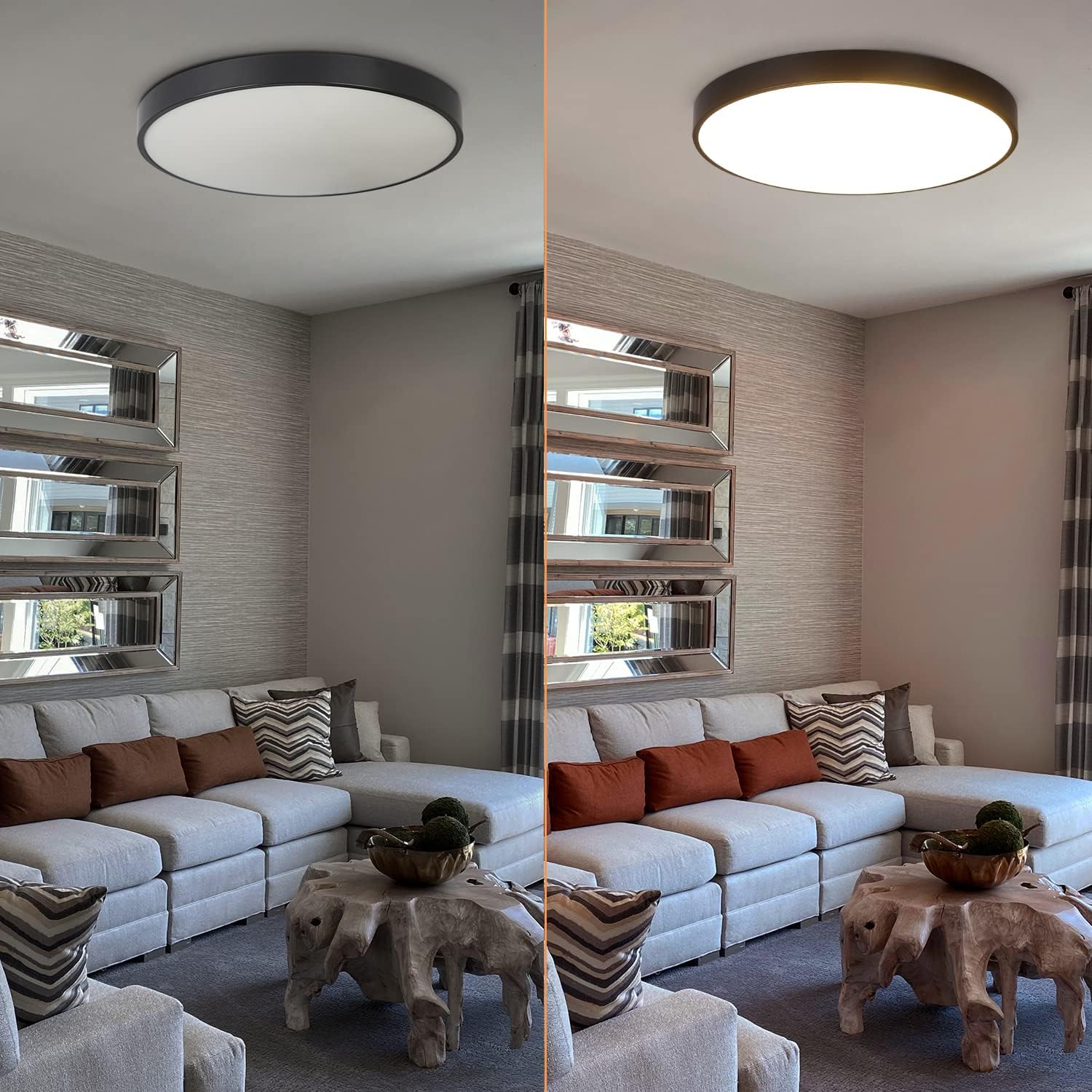 Homefire Led Deckenleuchte Flach Deckenlampe - Schlafzimmerlampe IP44 küchenlampe 4000K Badezimmer Rund 27cm 17W Schwarzer Wohnzimmerlampe für Küche Flur Kinderzimmer Balkon Büro [Energieklasse F]