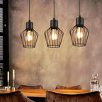 Pendellampe 3 Flammig Hängeleuchte Metall - Hängelampe Schwarz E27 Esszimmer Pendelleuchte Esstisch Küchenlampe Industrie LED für Flur Schlafzimmer Wohnzimmer Cafe