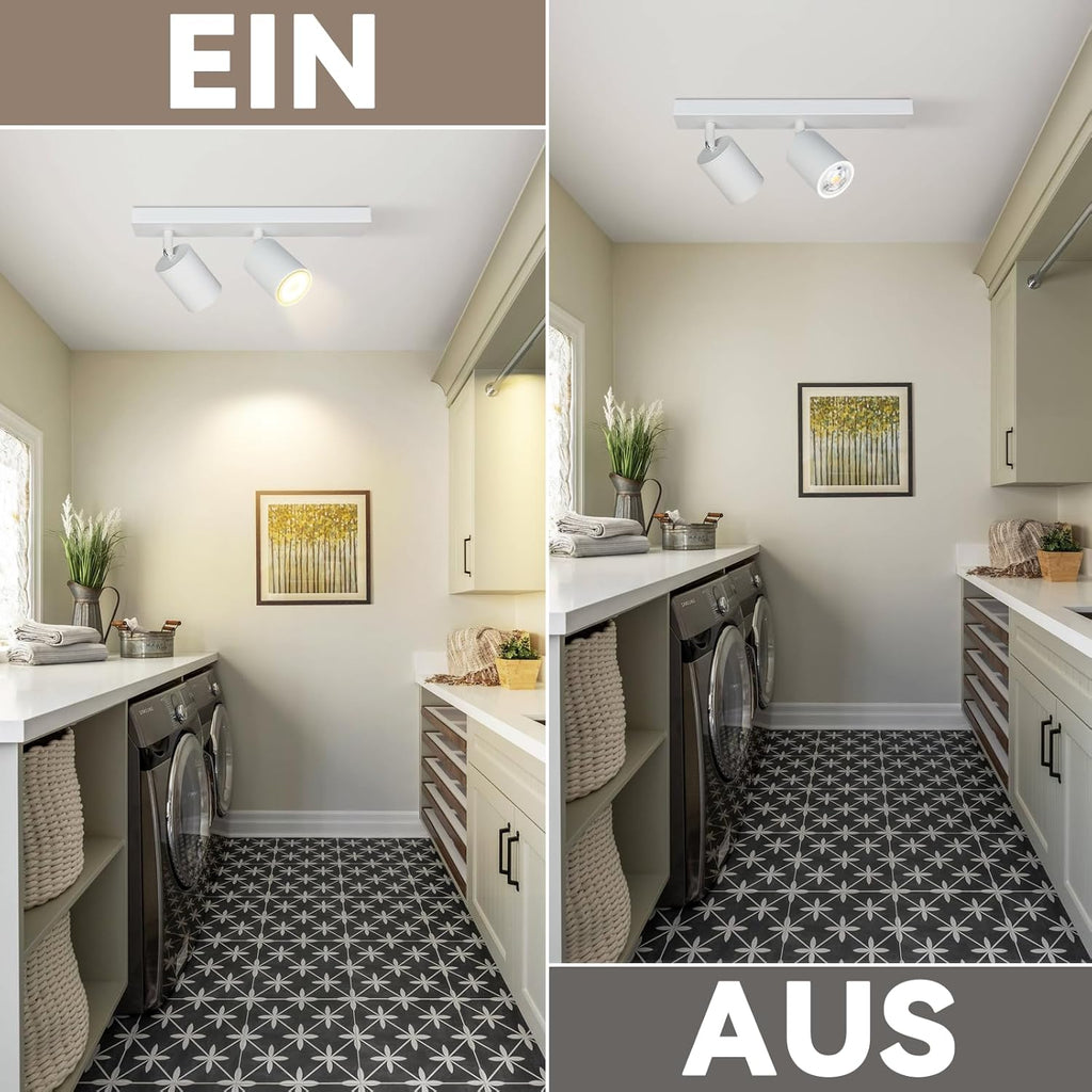 Homefire LED Deckenlampe 2 Flammig Deckenstrahler - 350° Schwenkbar Strahler GU10 Deckenleuchte Weiß flurlampe Spots Innen Deckenspot für Wohnzimmer Küche Schlafzimmer Ohne Leuchtmittel