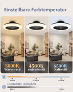 Homefire Deckenventilator Mit Beleuchtung Leise - LED Deckenleuchte Ventilator mit Fernbedienung 40W Deckenlampe Dimmbar 6-Gang Timing Modern Wohnzimmer Lampe mit Ventilator für Schlafzimmer