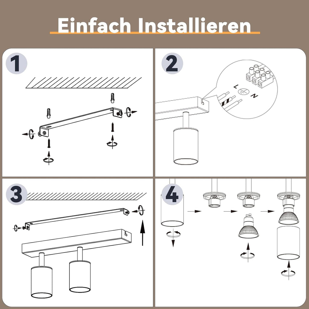 Homefire LED Deckenlampe 2 Flammig Deckenstrahler - 350° Schwenkbar Strahler GU10 Deckenleuchte Weiß flurlampe Spots Innen Deckenspot für Wohnzimmer Küche Schlafzimmer Ohne Leuchtmittel
