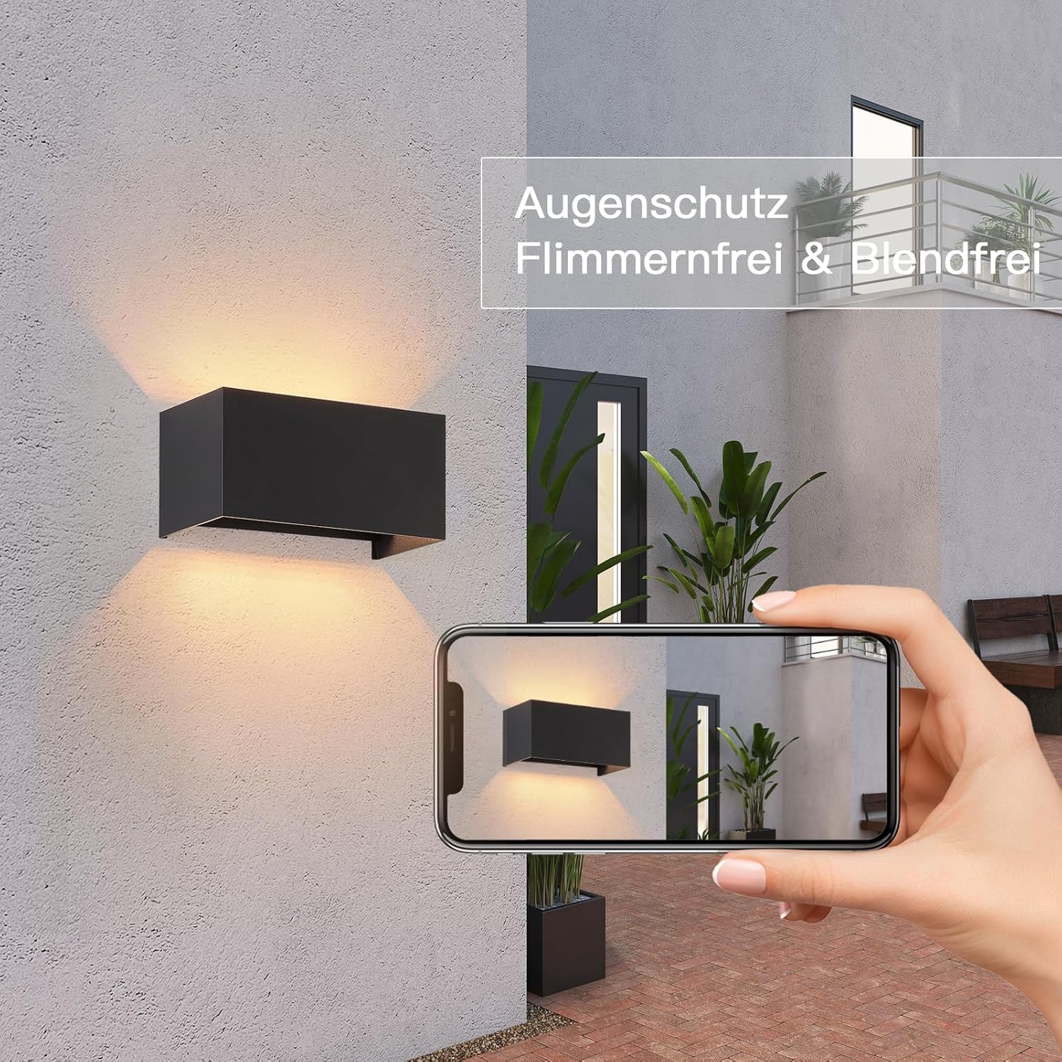 Homefire LED Wandleuchte Innen Wandlampe - 4ER Außenwandleuchten Schwarz Wandbeleuchtung Aussen Aussenlampe Up Down IP65 Ausenbeleutung 3000K Warmweiß Außenleuchte G9 für Hauswand Treppenhaus Flur