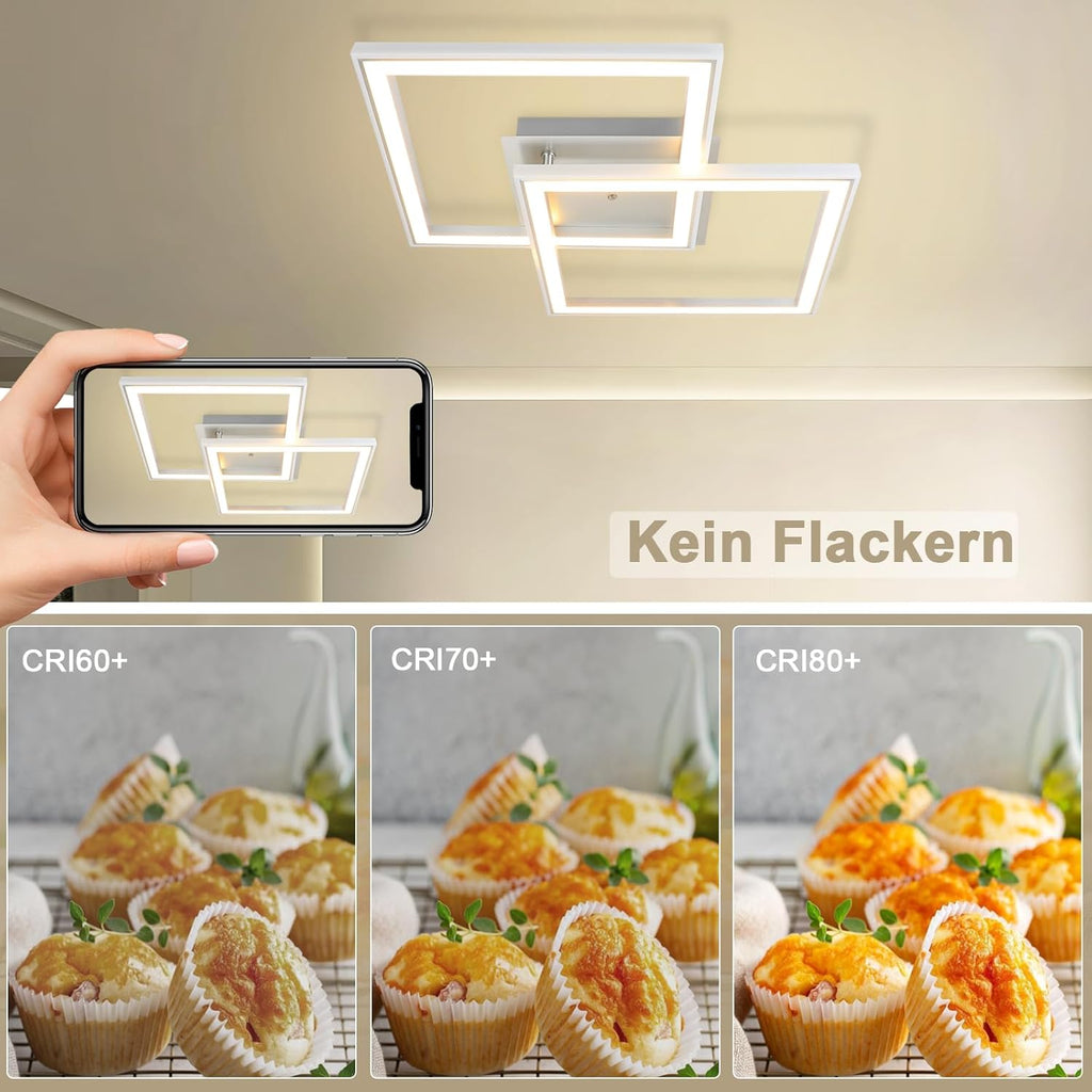 Homefire Deckenlampe LED Deckenleuchte Wohnzimmer - Schlafzimmerlampe RGB Farbwechsel Dimmbar Wohnzimmerlampe Modern Flurlampe mit Fernbedienung 35W Küche Deckenbeleuchtung Schwenkbar für Flur Büro