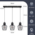 Pendellampe 3 Flammig Hängeleuchte Metall - Hängelampe Schwarz E27 Esszimmer Pendelleuchte Esstisch Küchenlampe Industrie LED für Flur Schlafzimmer Wohnzimmer Cafe
