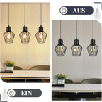 Pendellampe 3 Flammig Hängeleuchte Metall - Hängelampe Schwarz E27 Esszimmer Pendelleuchte Esstisch Küchenlampe Industrie LED für Flur Schlafzimmer Wohnzimmer Cafe