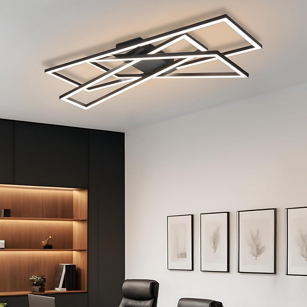 Homefire Deckenlampe LED Deckenleuchte Schlafzimmer - Schwarz 45W Wohnzimmerlampe Dimmbar Schlafzimmerlampe mit Fernbedienung Modern Design Wohnzimmer Flurlampe Metall Deckenlampen für Küche Esszimmer