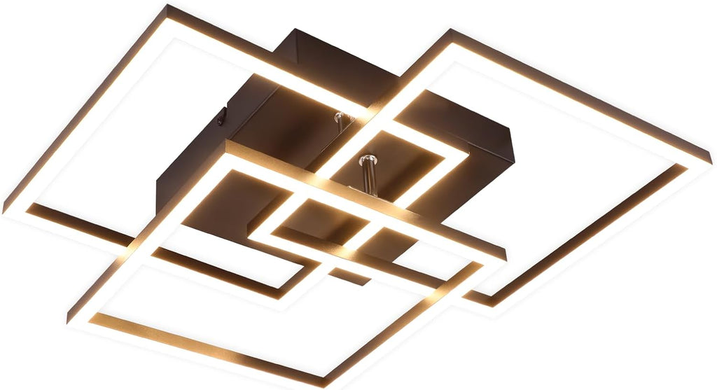 Homefire Deckenlampe LED Deckenleuchte Wohnzimmer - 36W Dimmbar Modern Design Wohnzimmerlampe Schwarz mit Fernbedienung Küchenlampe Flur Schlafzimmerlampe Eckig Deckenleuchten für Küche Büro