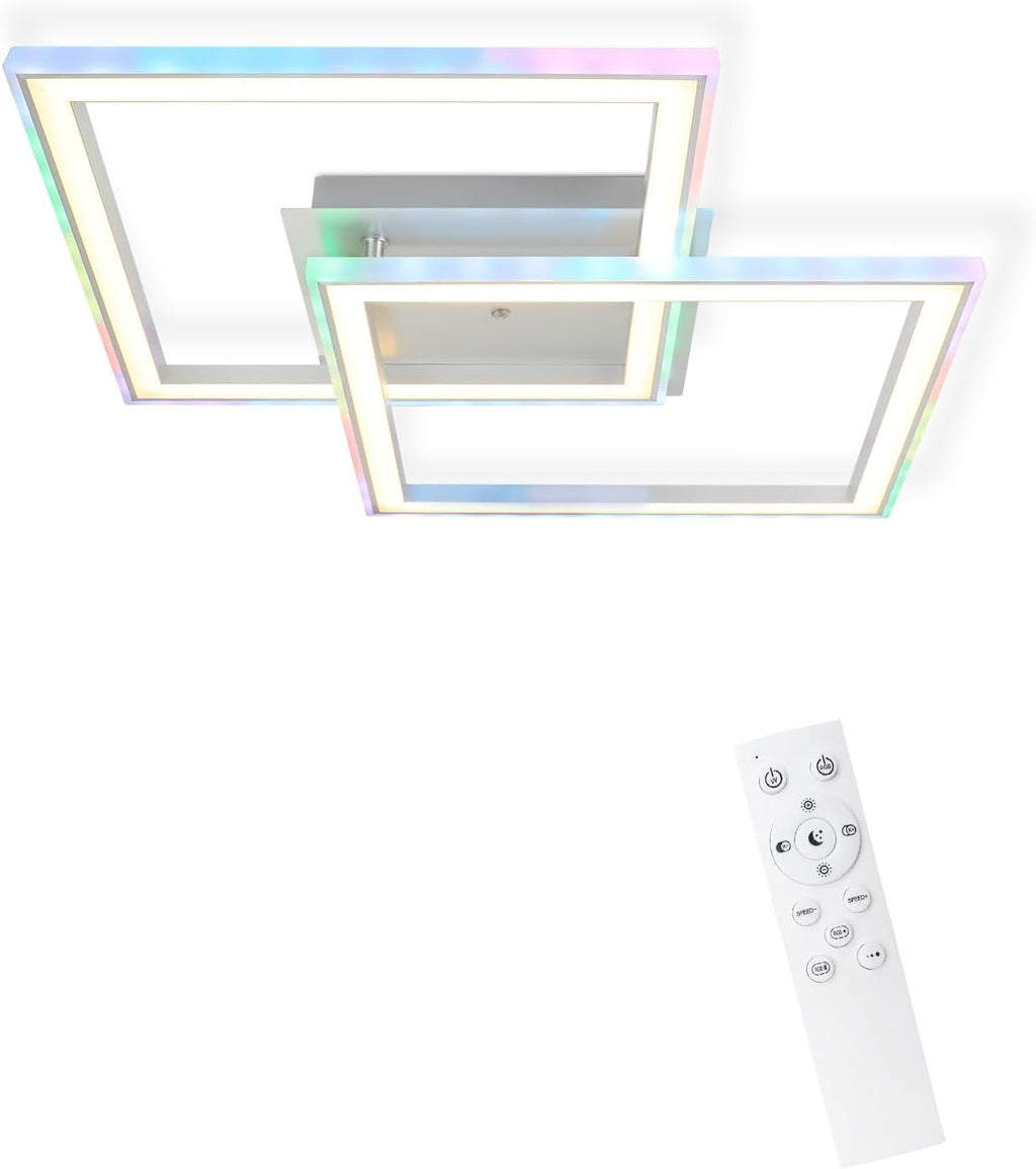 Homefire Deckenlampe LED Deckenleuchte Wohnzimmer - Schlafzimmerlampe RGB Farbwechsel Dimmbar Wohnzimmerlampe Modern Flurlampe mit Fernbedienung 35W Küche Deckenbeleuchtung Schwenkbar für Flur Büro