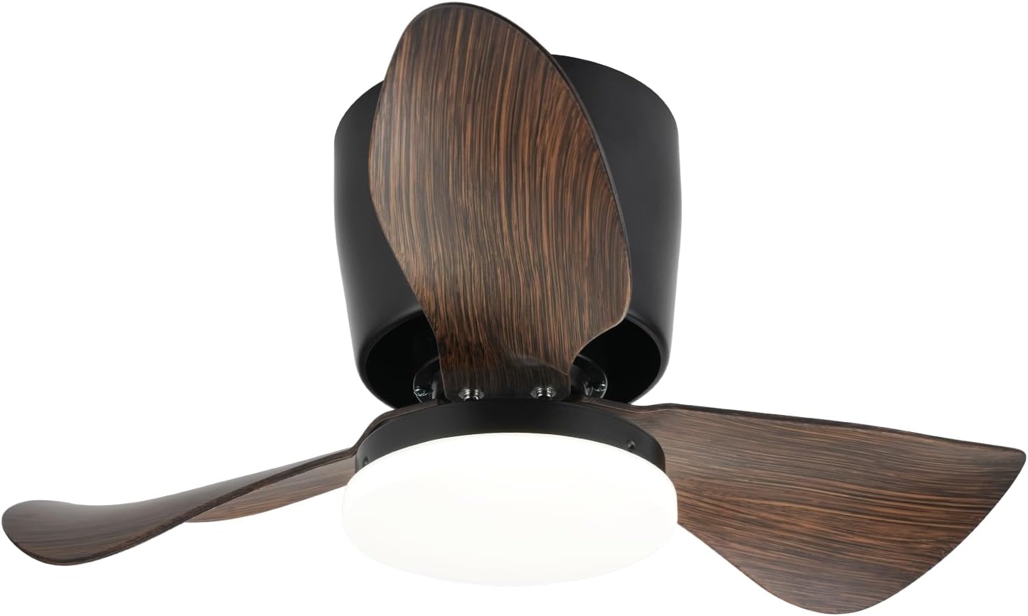 Homefire Deckenventilator Mit Beleuchtung und Fernbedienung Leise - 23W Dimmbar LED Deckenlampe mit Ventilator 70CM Schwarz Deckenventilatoren mit Licht Sommer/Winter 6-Gang Timer für Wohnzimmer Küche