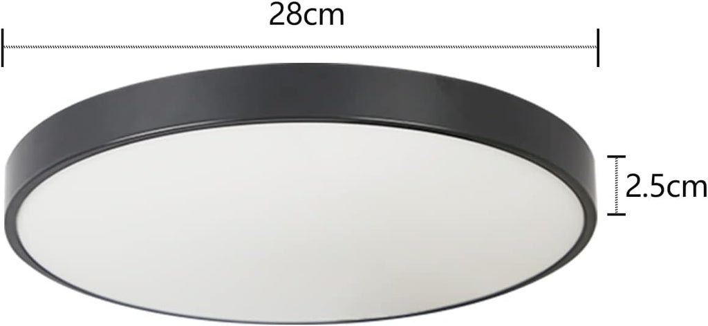 Homefire Led Deckenleuchte Flach Deckenlampe - Schlafzimmerlampe IP44 küchenlampe 4000K Badezimmer Rund 27cm 17W Schwarzer Wohnzimmerlampe für Küche Flur Kinderzimmer Balkon Büro [Energieklasse F]