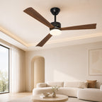Homefire Deckenventilator mit Beleuchtung und Fernbedienung - LED 22W Deckenventilatorn leise Holz 131cm Ventilator mit Licht Dimmbar 6 Gang Timer Deckenlampe Ventilator Schlafzimmer Wohnzimmer