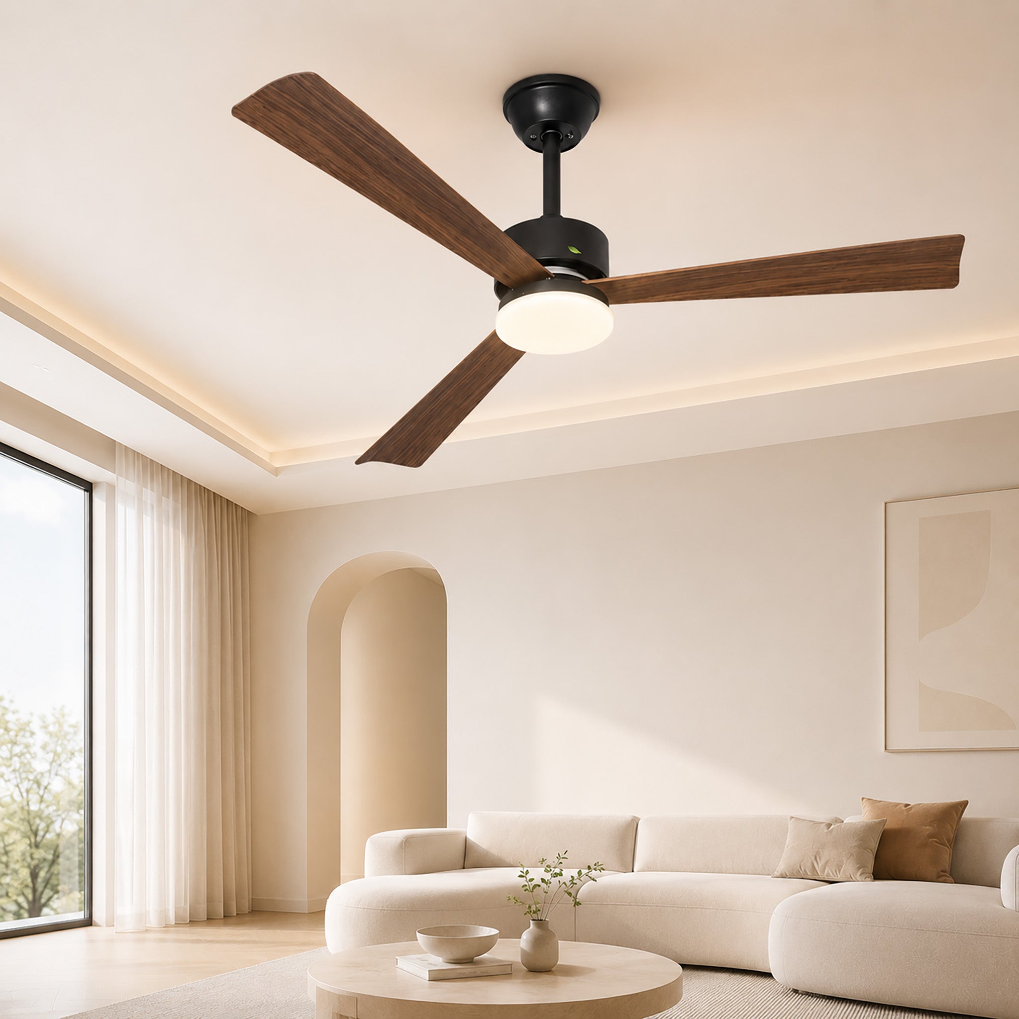 Homefire Deckenventilator mit Beleuchtung und Fernbedienung - LED 22W Deckenventilatorn leise Holz 131cm Ventilator mit Licht Dimmbar 6 Gang Timer Deckenlampe Ventilator Schlafzimmer Wohnzimmer
