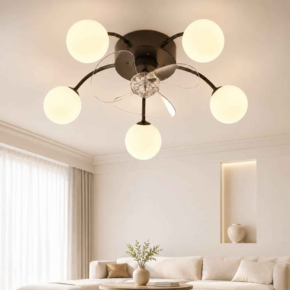 Homefire Deckenventilator mit Beleuchtung Leise: G9 Deckenlampe Mit Ventilator 5 Flammig Schwarz 6-Gang Deckenventilatoren Mit Licht/Fernbedienung/Timer für Wohnzimmer Schlafzimmer - Ohne Leuchtmittel