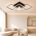 Homefire Moderne Deckenlampe mit Ventilator 68cm - Deckenventilator mit Beleuchtung 6-Gang LED Deckenventilatoren mit Licht Dimmbar mit Fernbedienung Timer für Wohnzimmer Esszimmer