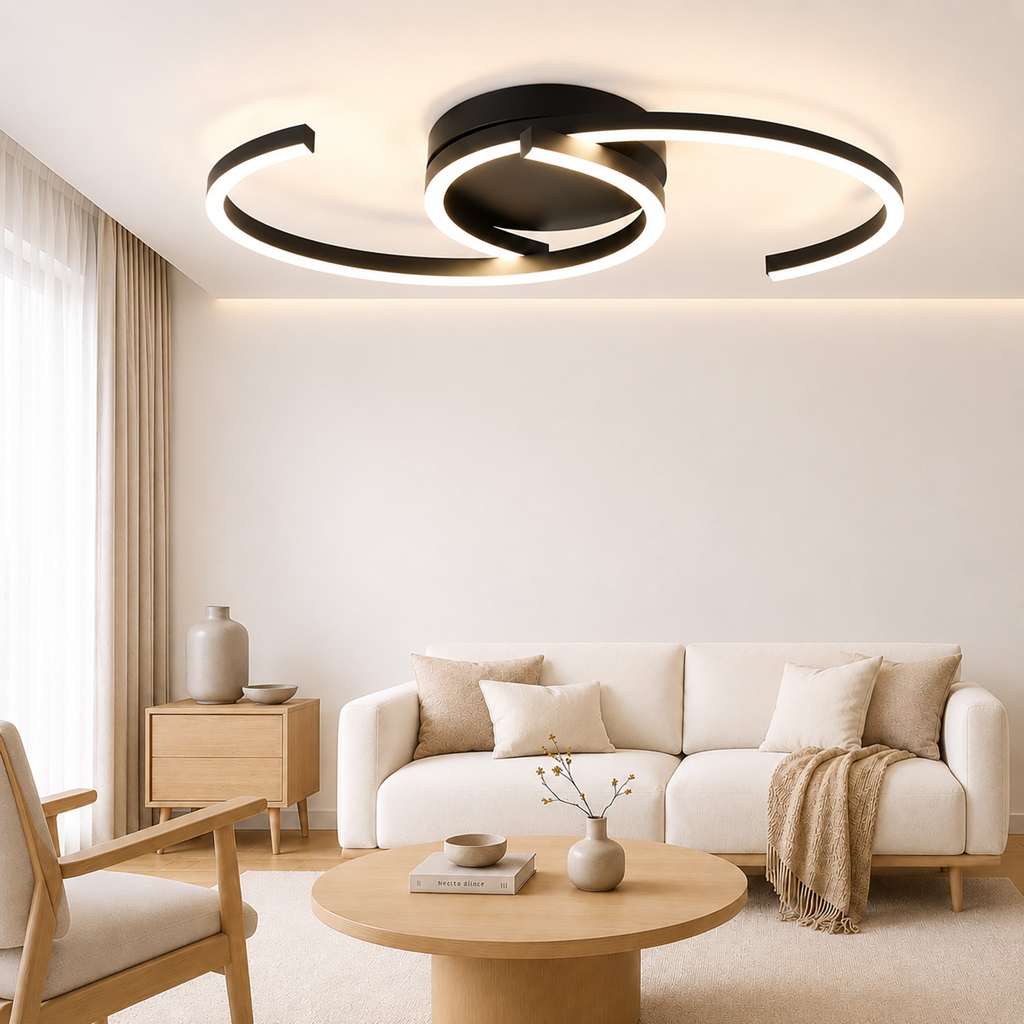 Homefire Deckenlampe LED Deckenleuchte Schlafzimmer - 24W Wohnzimmerlampe 3000K Warmweiß Küchenlampe 330° Drehbar Modern Design Schlafzimmerlampe Schwarz Deckenleuchten Aus Metall für Küche Flur Büro