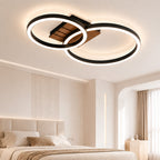 Homefire Deckenleuchte Wohnzimmer Deckenlampe LED - 44cm Küchenlampe 3000K Warmweiß Flur 14W Modern Schlafzimmerlampe 2-Ring Design Wohnzimmerlampe in Holzoptik für Küche Schlafzimmer Büro