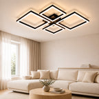Homefire LED Deckenleuchte Deckenlampe Wohnzimmer - 66CM Wohnzimmerlampe Modern Design Schlafzimmer Schwarz 3000K Warmweiß Schlafzimmerlampe in Holzoptik Deckenbeleuchtung für Küche Esszimmer