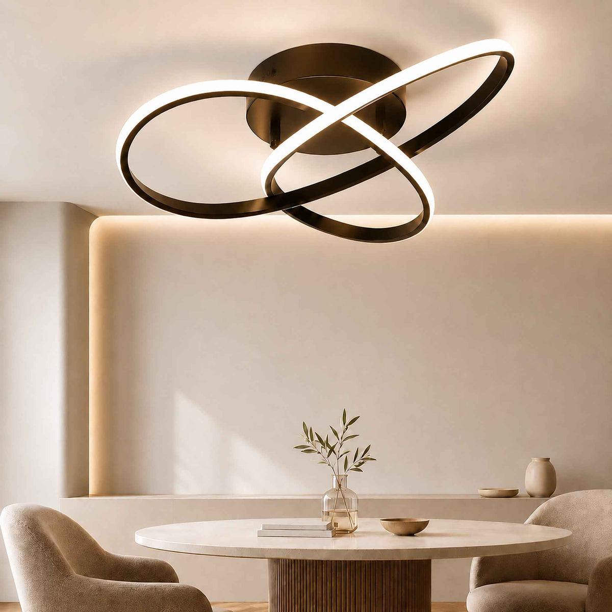 Homefire LED Deckenleuchte Dimmbar Deckenlampe - 33W Wohnzimmerlampe Schwarz mit Fernbedienung Modern Schlafzimmerlampe - 40CM Geometrie Design Lampe für Wohnzimmer Schlafzimmer Küche Flur Studio