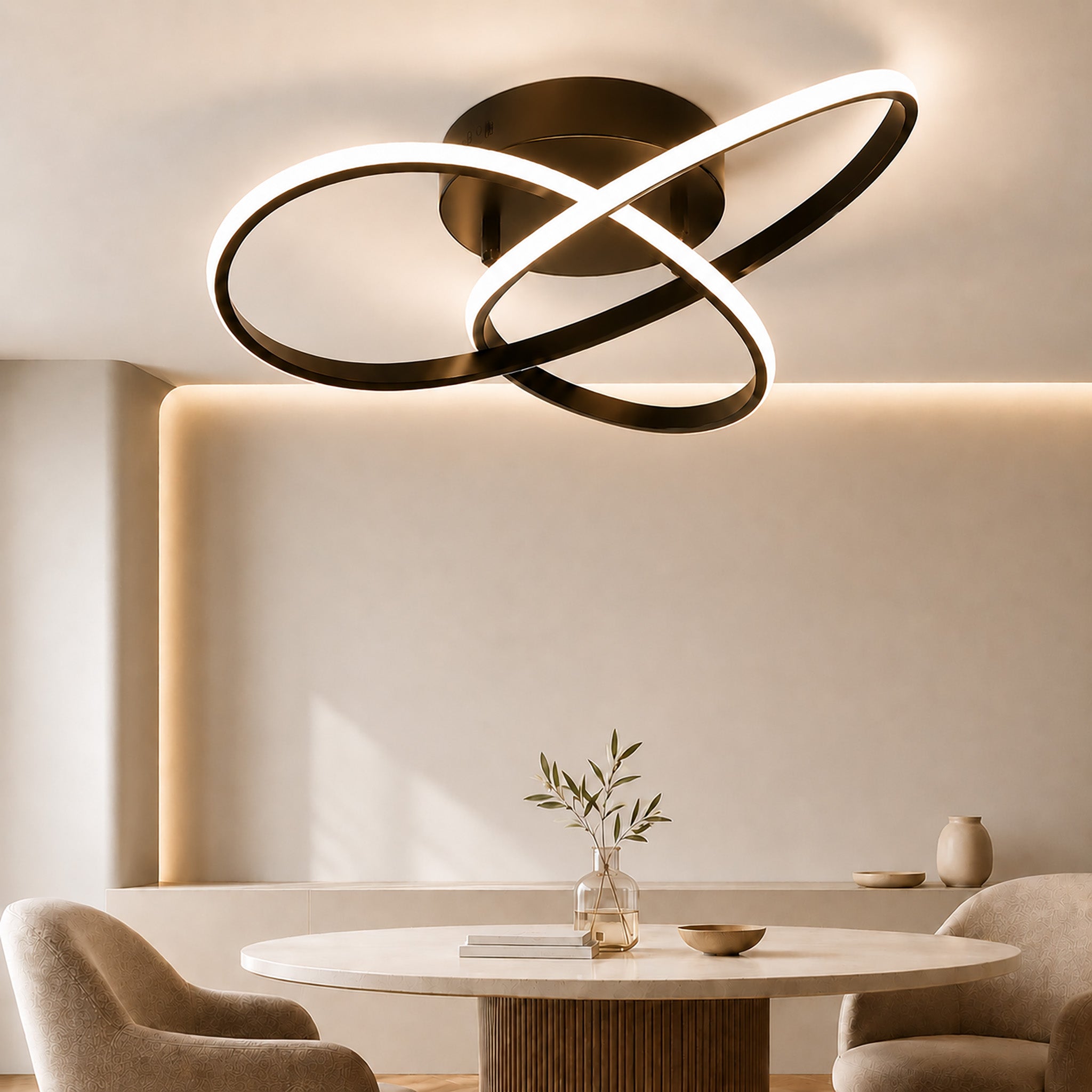 Homefire LED Deckenleuchte Dimmbar Deckenlampe - 33W Wohnzimmerlampe Schwarz mit Fernbedienung Modern Schlafzimmerlampe - 40CM Geometrie Design Lampe für Wohnzimmer Schlafzimmer Küche Flur Studio