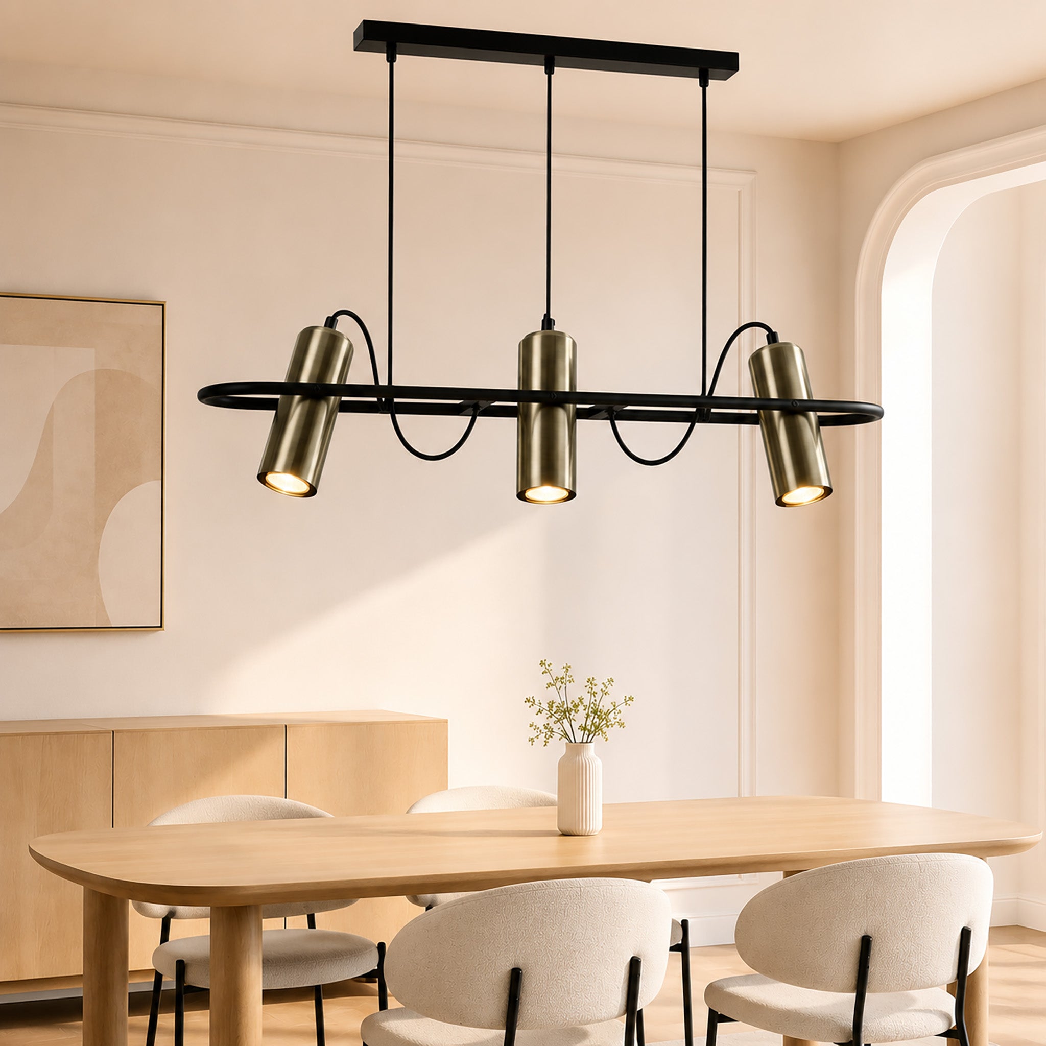 Homefire Pendelleuchte Esstisch Hängelampe Vintage - 3 Flammig Esszimmerlampe Gold Hängeleuchte Industrial GU10 Esstischlampe Küchenlampe Hängend Wohnzimmer für Esszimmer Küche Bar - Ohne Leuchtmittel