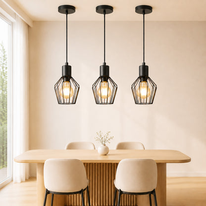 Hängeleuchte Esstisch Pendelleuchte Retro - Pendellampe E27 Schwarz 1 Flammig Hängend Lampen Metall Lampenschirm Hängelampe Industrie Wohnzimmerlampe für Küche Schlafzimmer Cafe