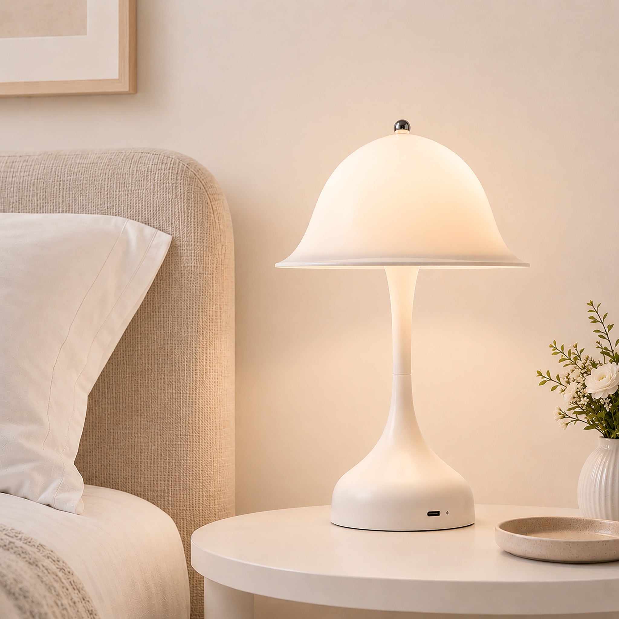 Tischlampe Kabellos Nachttischlampe LED - Akku Tischleuchte Dimmbar 2000K-6500K Touch Nachttischlampen USB Aufladbar Weiß Tischlampen Modern Design Tischleuchten für Schlafzimmer Esszimmer