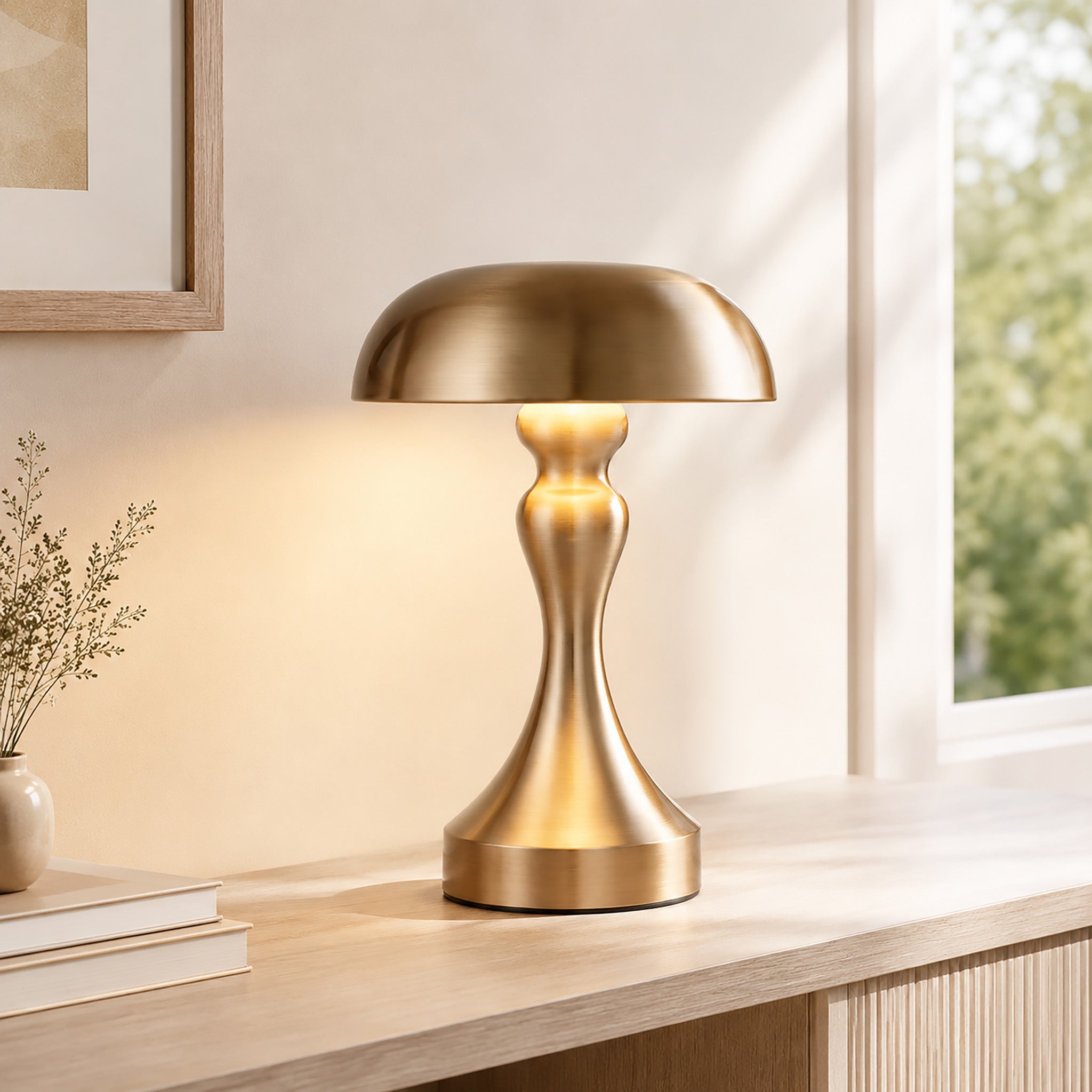 Tischlampe Kabellos Nachttischlampe Akku - LED Tischleuchte Touch Dimmbar Retro Vintage Lampe mit USB Aufladbar Nickel Batterie Tischlampen für Fensterbank Wohnzimmer Schlafzimmer