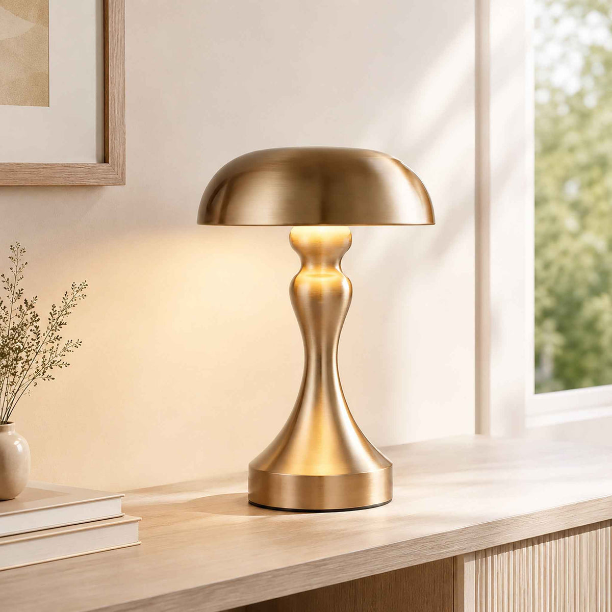 Tischlampe Kabellos Nachttischlampe Akku - LED Tischleuchte Touch Dimmbar Retro Vintage Lampe mit USB Aufladbar Nickel Batterie Tischlampen für Fensterbank Wohnzimmer Schlafzimmer