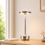 Nachttischlampe Kabellos Tischlampe Akku - LED Tischleuchte Touch Dimmbar Lampe mit USB Aufladbar Batterie Tischlampen Nickel für Modern Fensterbank Wohnzimmer Kinderzimmer Schlafzimmer