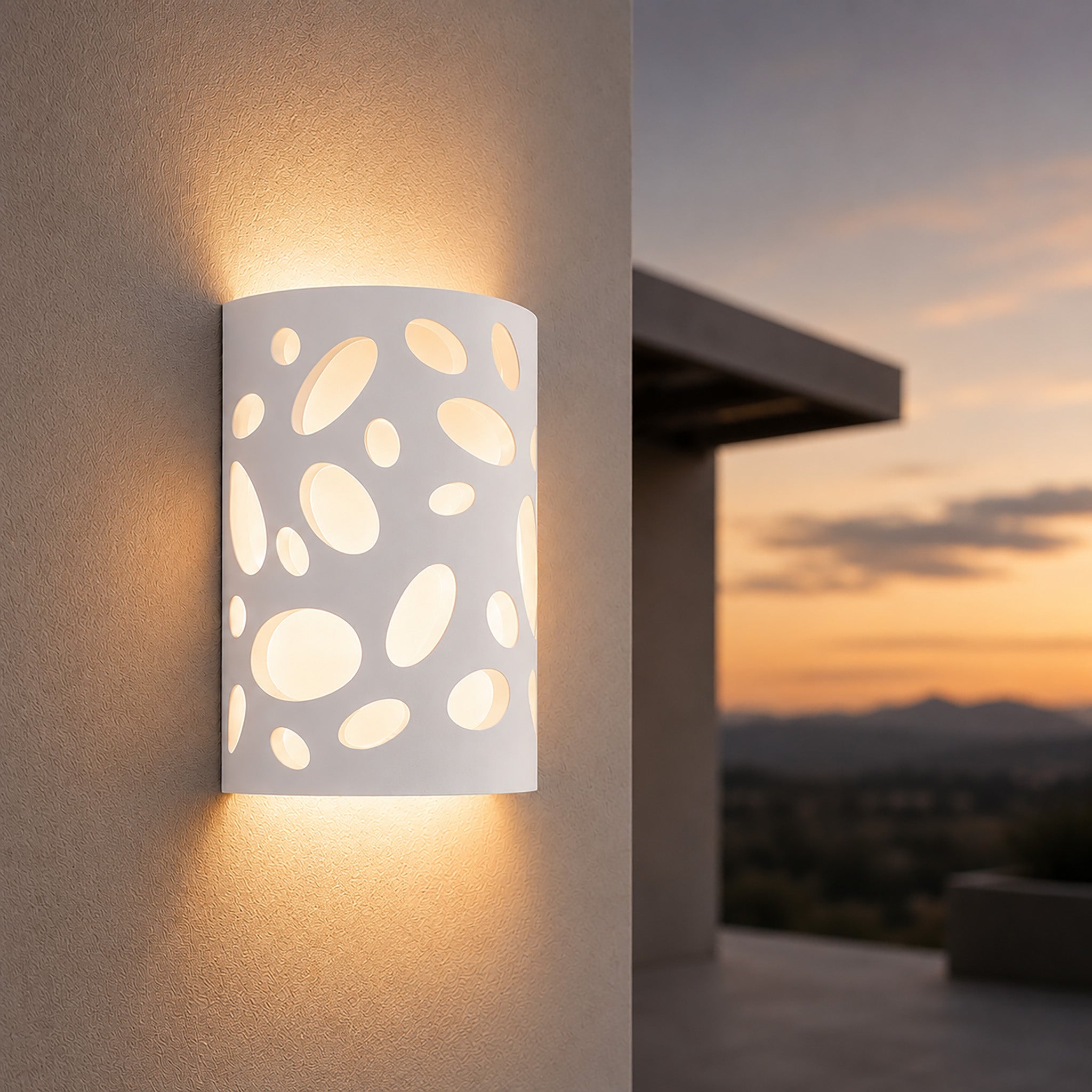 Homefire Wandleuchte Innen Wandlampe Flur - Up and Down Leuchten Modern Design Wandleuchten E14 Flurlampe Weiß Gipsleuchte Treppenhaus Wandlicht für Wohnzimmer Küche - Ohne Leuchtmittel