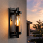 Homefire LED Außenwandleuchten Wandlampe Aussen - Wandleuchte Vintage E27 Aussenlampe Wandbeleuchtung Schwarz IP65 lampe Flur Wand Hauswand Terrasse Balkon Garten MAX.40W ohne Leuchtmittel