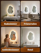 Asymmetrisch Badspiegel Mit Beleuchtung,LED Bad Wand Spiegel Badezimmer Wandspiegel Mit Licht, IP44 50x70 cm Asymmetrischer Organischer Groß Gäste WC Badezimmerspiegel Mit Beleuchtet - Homefire