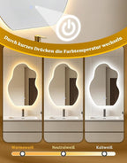 Asymmetrisch Badspiegel Mit Beleuchtung,LED Bad Wand Spiegel Badezimmer Wandspiegel Mit Licht, IP44 50x70 cm Asymmetrischer Organischer Groß Gäste WC Badezimmerspiegel Mit Beleuchteter - Homefire