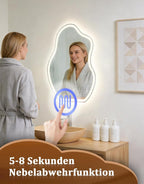 Asymmetrisch Badspiegel Mit Beleuchtung,LED Bad Wand Spiegel Badezimmer Wandspiegel Mit Licht, IP44 50x70 cm Asymmetrischer Organischer Groß Gäste WC Badezimmerspiegel Mit Beleuchtet - Homefire