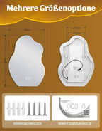 Asymmetrisch Badspiegel Mit Beleuchtung,LED Bad Wand Spiegel Badezimmer Wandspiegel Mit Licht, IP44 50x70 cm Asymmetrischer Organischer Groß Gäste WC Badezimmerspiegel Mit Beleuchteter - Homefire