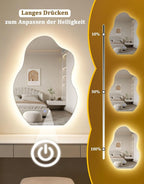 Asymmetrisch Badspiegel Mit Beleuchtung,LED Bad Wand Spiegel Badezimmer Wandspiegel Mit Licht, IP44 50x70 cm Asymmetrischer Organischer Groß Gäste WC Badezimmerspiegel Mit Beleuchteter - Homefire