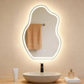 Asymmetrisch Badspiegel Mit Beleuchtung,LED Bad Wand Spiegel Badezimmer Wandspiegel Mit Licht, IP44 50x70 cm Asymmetrischer Organischer Groß Gäste WC Badezimmerspiegel Mit Beleuchtet - Homefire