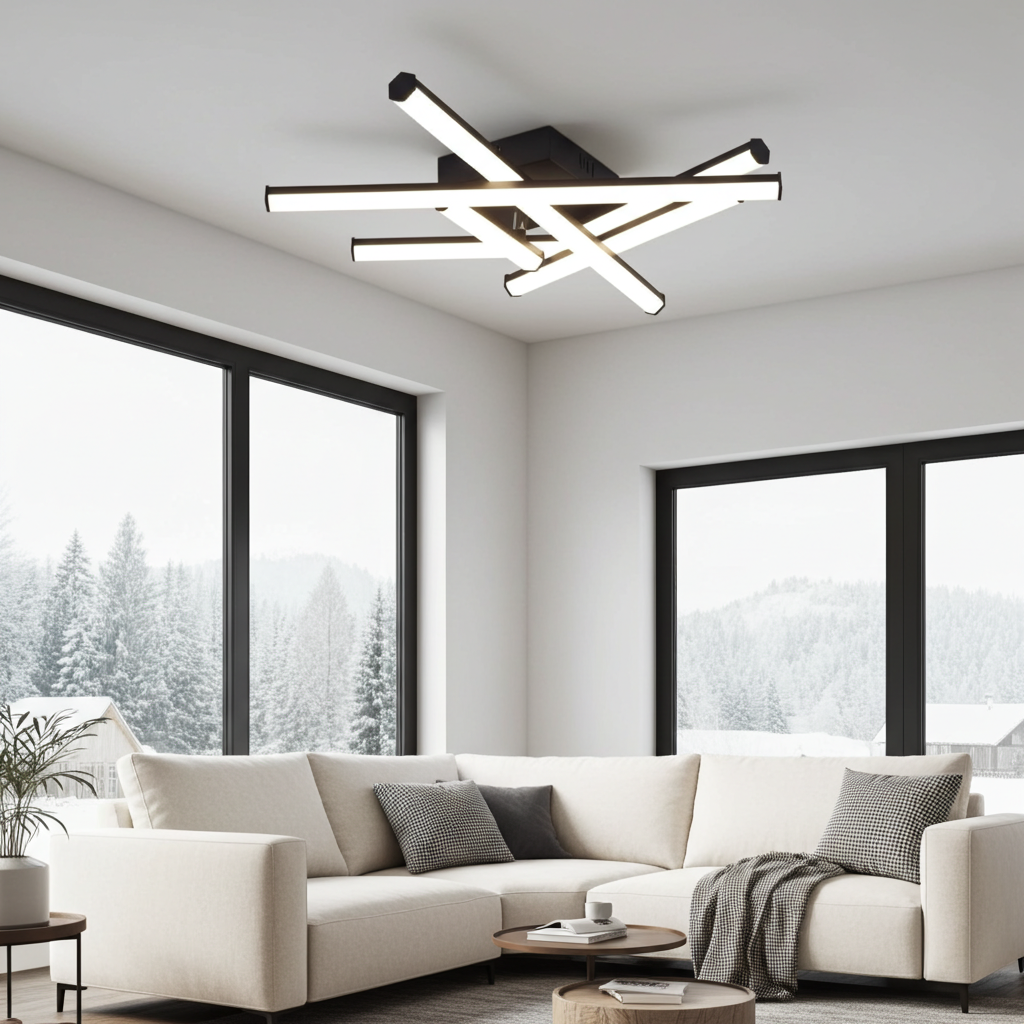 Homefire Deckenlampe LED Deckenleuchte Flurlampe - 24W Schwarz Schlafzimmerlampe 3000K Warmweiß Deckenlampen Innen Modern Design Küchenlampe für Küche Schlafzimmer Treppenhaus Wohnzimmer Büro [Energieklasse F] - Homefire