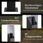 Homefire Außen Wegeleuchte LED Pollerleuchte - Wegelampe E27 IP65 Wetterfest 60cm Schwarz Wegelicht Außenlampe Stehend Gartenbeleuchtung Gartenleuchte Outdoor für Garten Rasen Hof Weg MAX.40W - Homefire